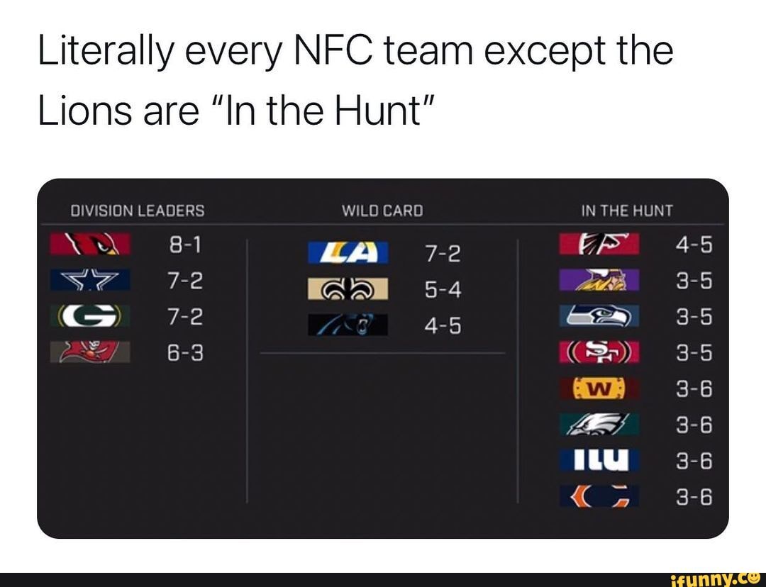 Literally every NFC team except the Lions are "In the Hunt" DIVISION