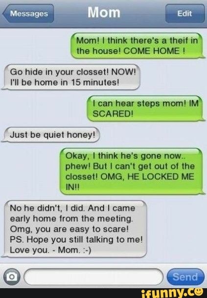PE RE SETI
é Go hide in your closset! NOW!
PRE a
I
SS
Just be quiet honey! I
Okay, I think he's gone now..
EA Re RT RU
closset! OMG, HE LOCKED ME
NH
No he didn't, I did. And I came
early home from the meeting.
Omg, you are easy to scare!
PS. Hope you still talking to me!