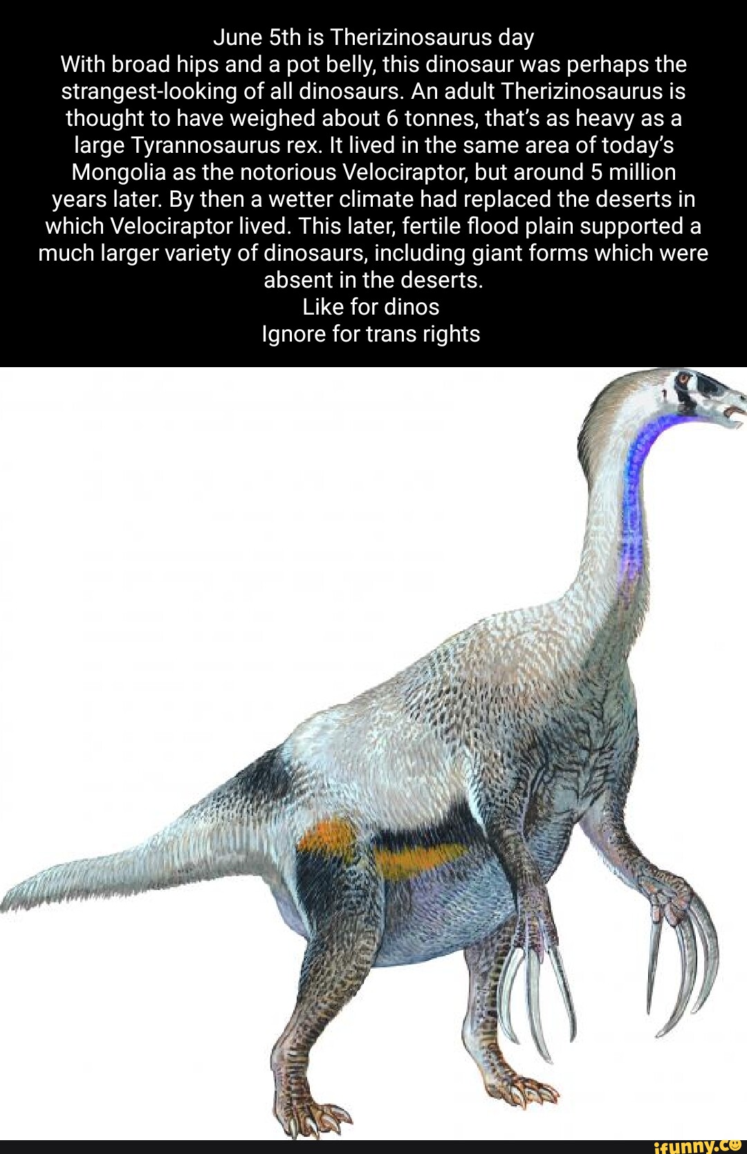 Absent Rex June Sth is Therizinosaurus day With broad hips and a pot belly, this ...