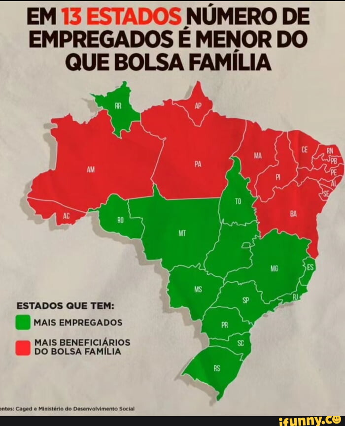 EM 13 ESTADOS NÚMERO DE EMPREGADOS E MENOR DO QUE BOLSA FAMÍLIA ESTADOS ...