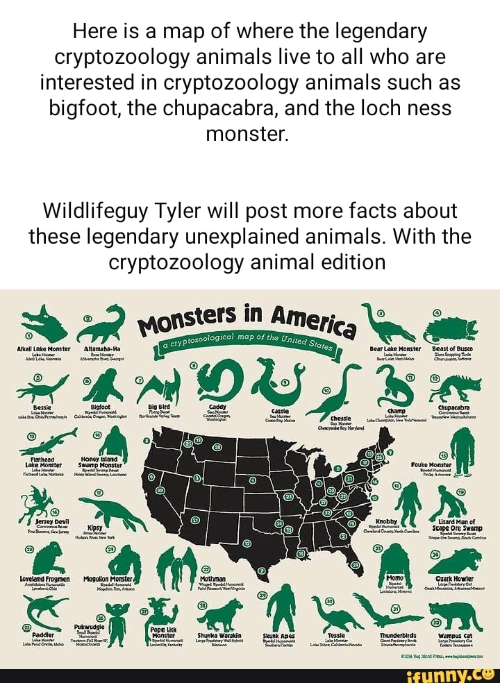 Here Is A Map Of Where The Legendary Cryptozoology Animals Live To All ...