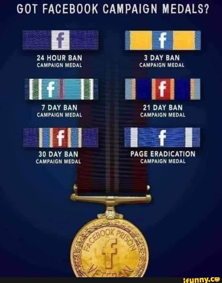 GOT FACEBOOK CAMPAIGN MEDALS? 24 HOUR BAN 3 DAY BAN CAMPAIGN MEDAL