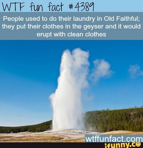 TE fun fact #4384 People used to do their laundry in Old Faithful; they ...