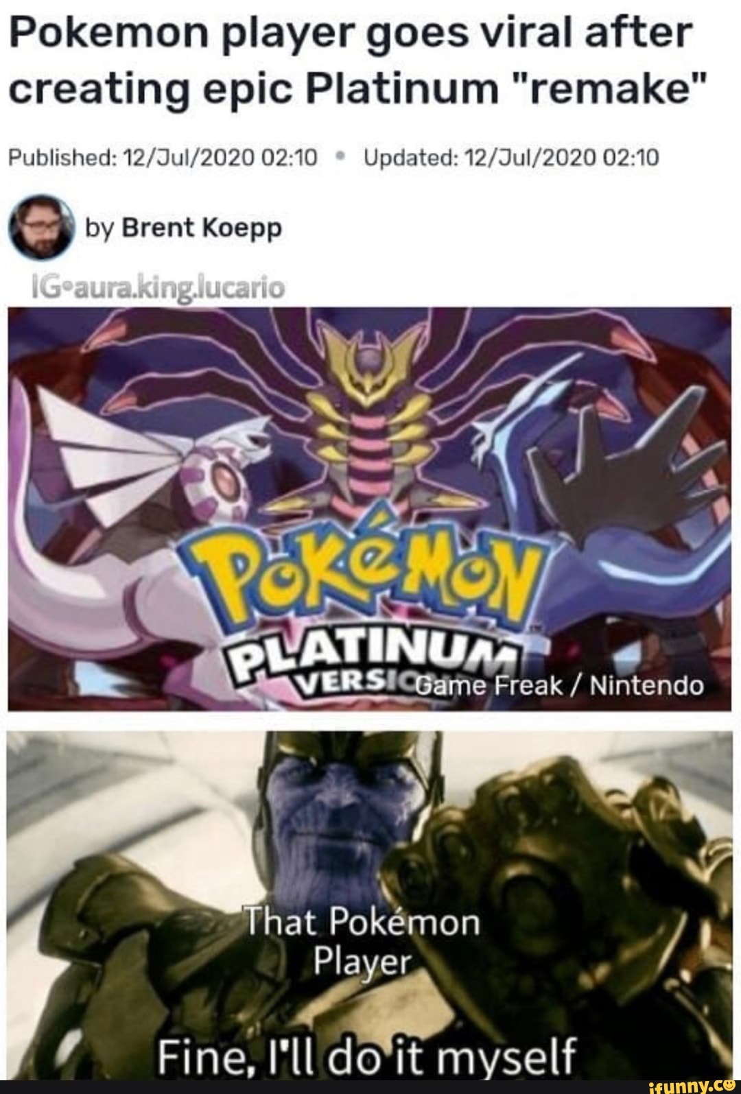 Pokemon Player Goes Viral After Creating Epic Platinum Remake Published 12 Jul 2020 02 10 Updated 12 Jul 2020 02 10 G By Brent Koepp Ifunny - all roblox pokemon games were deleted project pokemon pokemon brick bronze youtube
