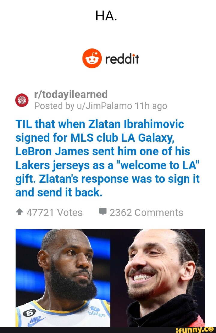 PurelyFootball ℗ on X: Lebron James sent his Lakers jersey to Zlatan  Ibrahimovic as a gift when he moved to LA Galaxy. 🎁 He signed the jersey  and then sent it back