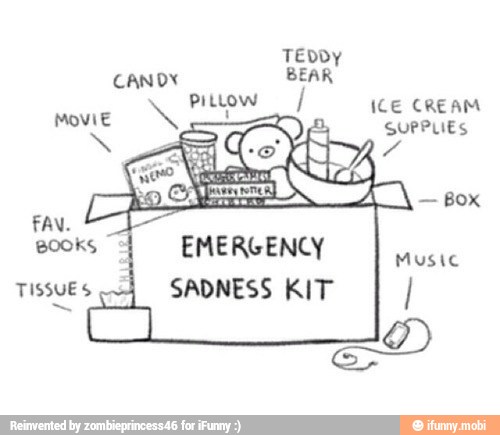 ICE CREAM
SUPPLIES
EMERGENCY
TISSUES SADNESS KIT