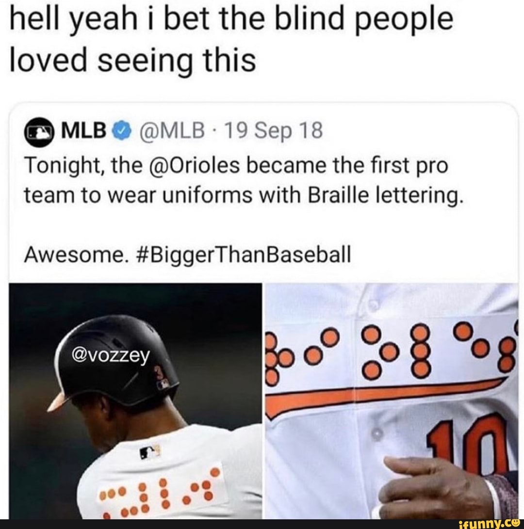 Hold up, what? . #braille #blind #baseball #orioles #mlb