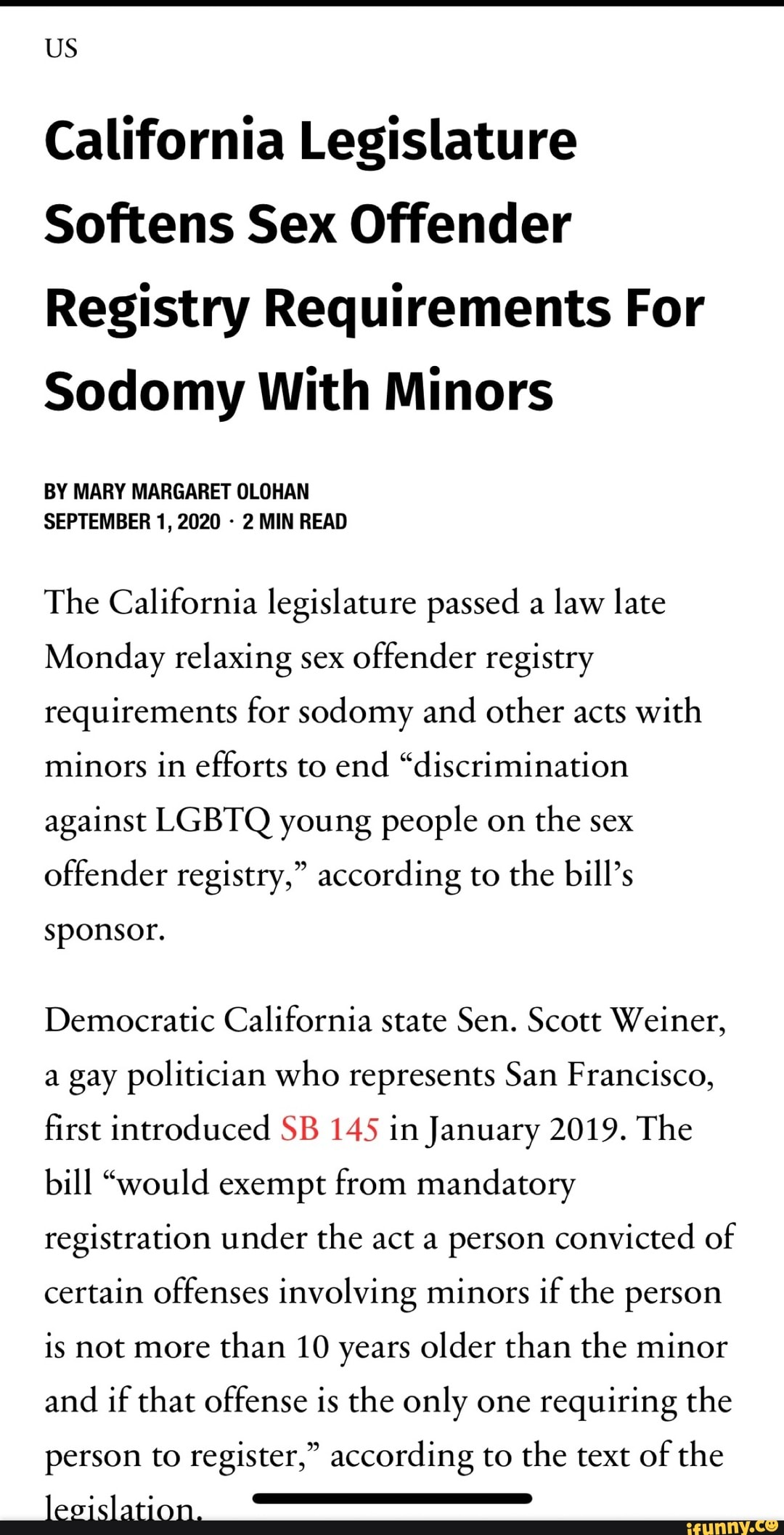 Us California Legislature Softens Sex Offender Registry Requirements