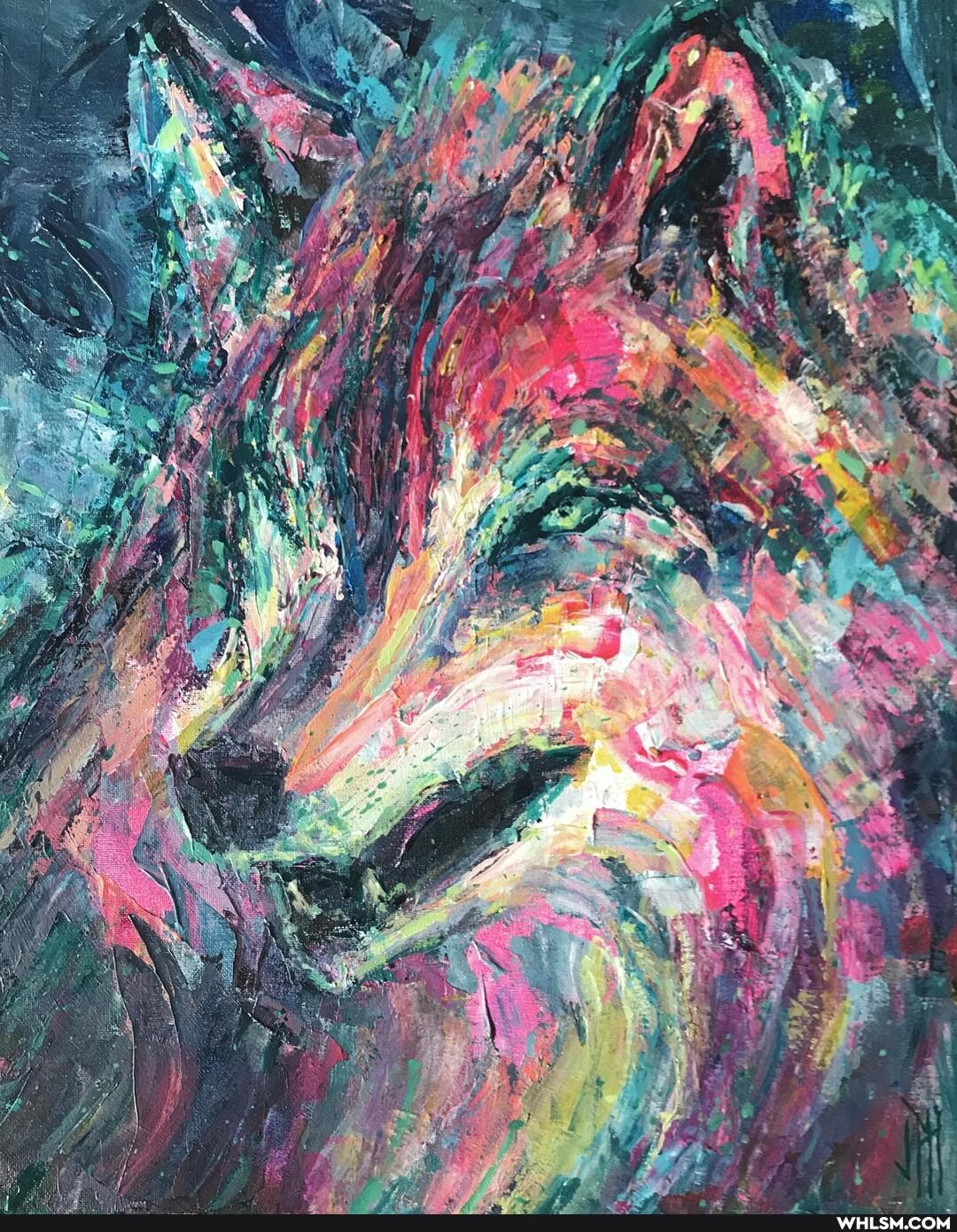 art, painting, nature, wolf