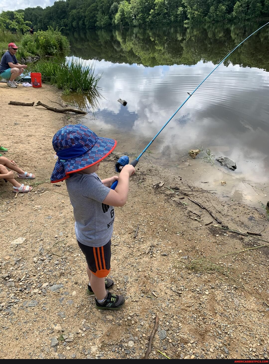 little, man, caught, fish, today, hooked, inn
