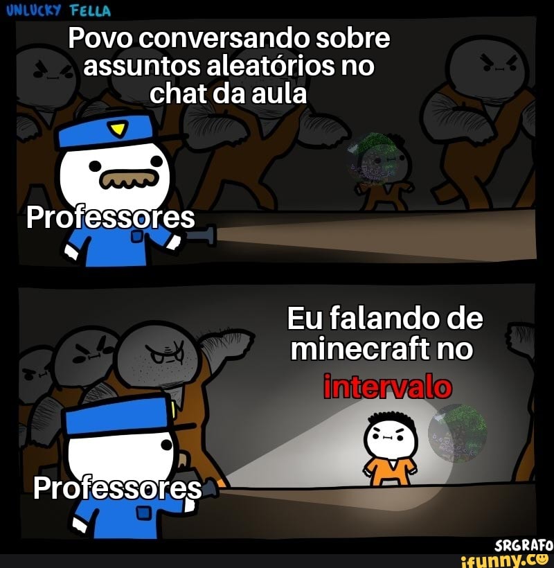 Povo conversando sobre
assuntos aleatórios no
chat da aula
4
Eu falando de
minecraft no