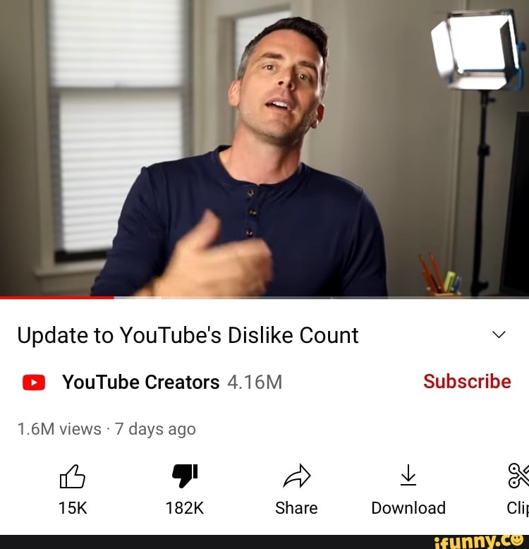 Update to YouTube's Dislike Count YouTube Creators 416M Subscribe 1.6M ...