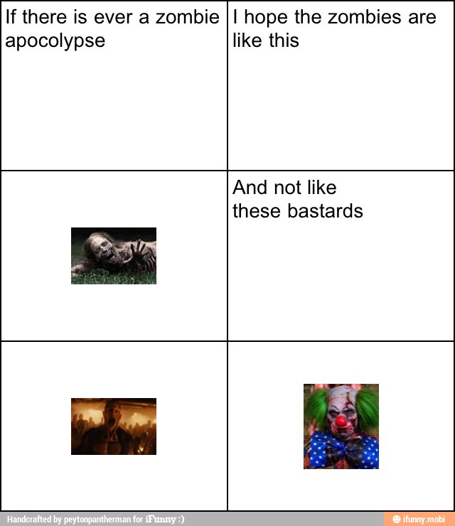 If there is ever a zombie
apocolypse
I hope the zombies are
like this
And not like
these bastards