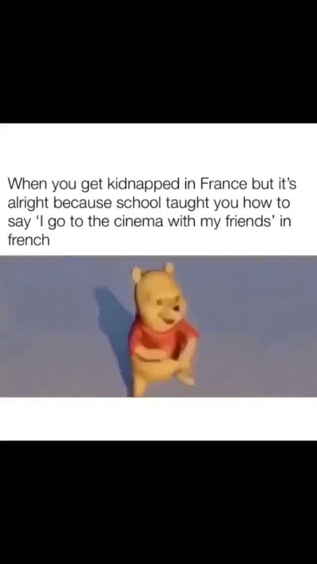 When You Get Kidnapped In France But It S Alright Because School Taught You How To Say I Go To The Cinema With My Friends In French Le Ifunny