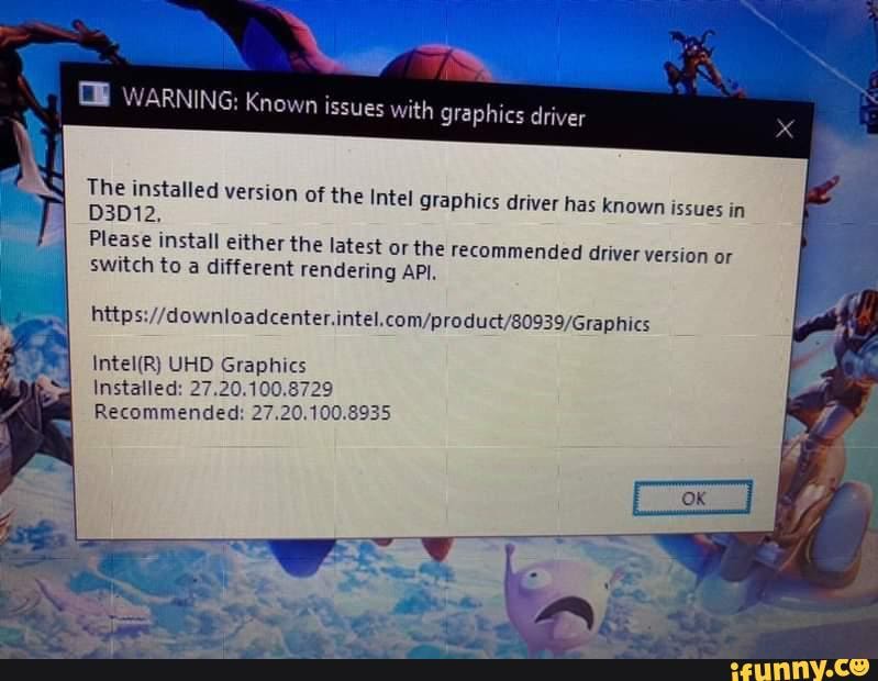 Warning known issues with graphics driver как исправить