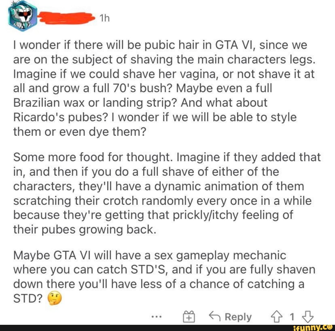 Th I wonder if there will be pubic hair in GTA VI, since we are on