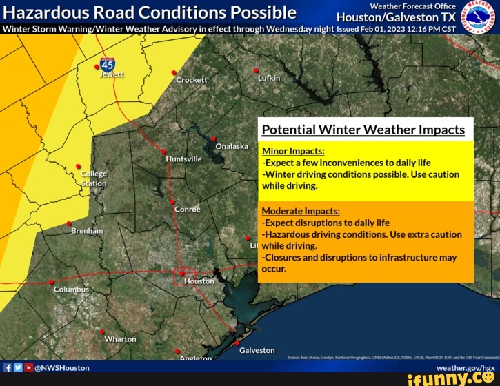 Hazardous Road Conditions Possible TX Winter Storm Weather Advisory in