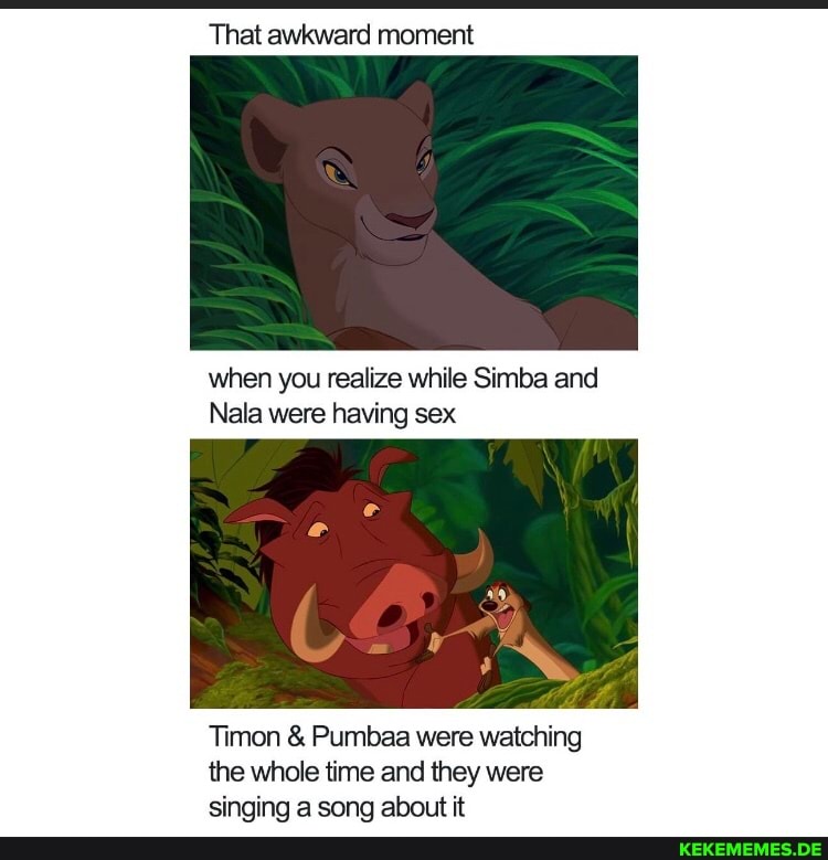 That awkward moment when you realize while Simba and Nala were having sex Timon 