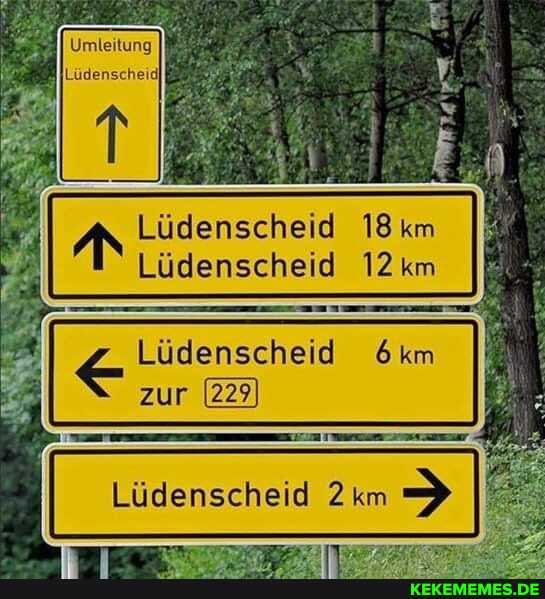 Umleitung
AN Lildenscheid Lüdenscheid 18 km 12km
Lüdenseheid 12 km
Lüdenscheid &km
zur