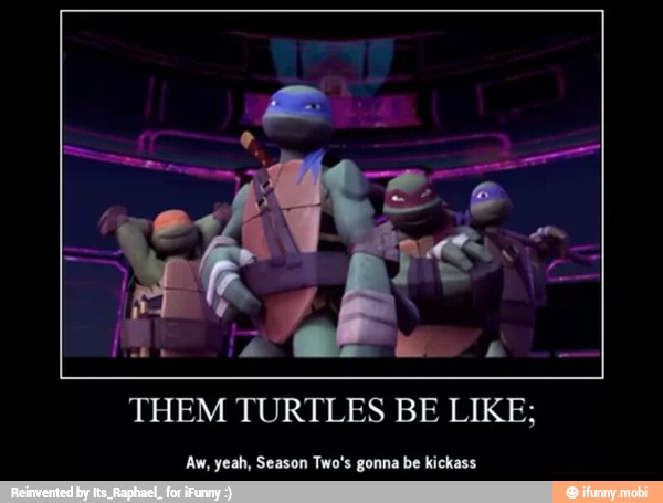 THEM TURTLES BE LIKE;
'Aw, yeah, Season Two's gonna be kickass