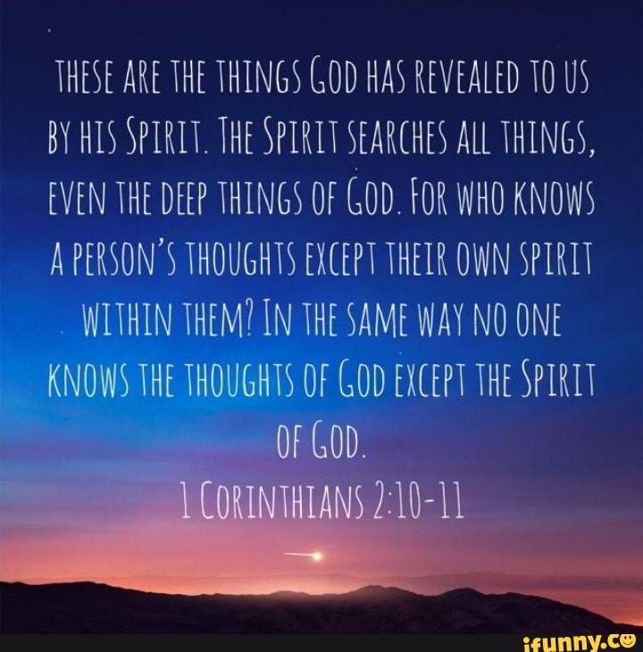 THESE ARE THE THINGS GOD HAS REVEALED 10 US BY HIS SPIRIT. THE SPIRIT ...