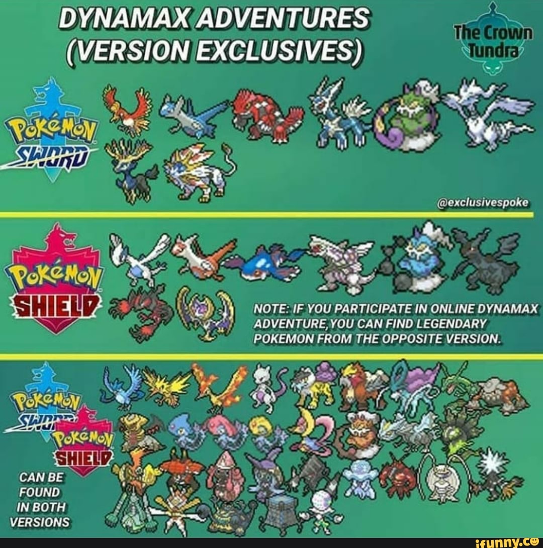 Dynamax Adventures Version Exclusives Poke Hoy 4 2 Exclusivespoke Note If You Participate In Online Dynamax Adventure You Can Find Legendary Pokemon From The Opposite Version Can Be Found In Both Versions Ifunny