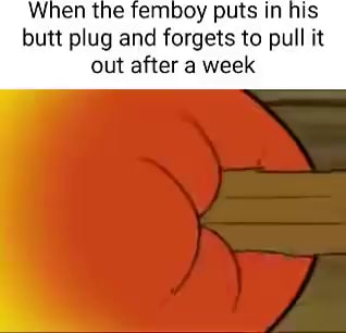 When the femboy puts in his butt plug and forgets to pull it out after a  week - iFunny