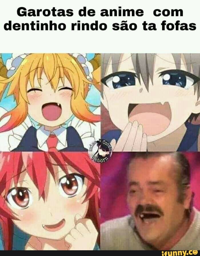 Garotas de anime com dentinho rindo são ta fofas