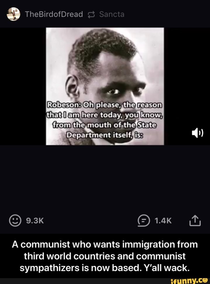 A communist who wants immigration from
third world countries and communist
sympathizers is now based. Y'all wack. - A communist who wants immigration from third world countries and communist sympathizers is now based. Y’all wack.
