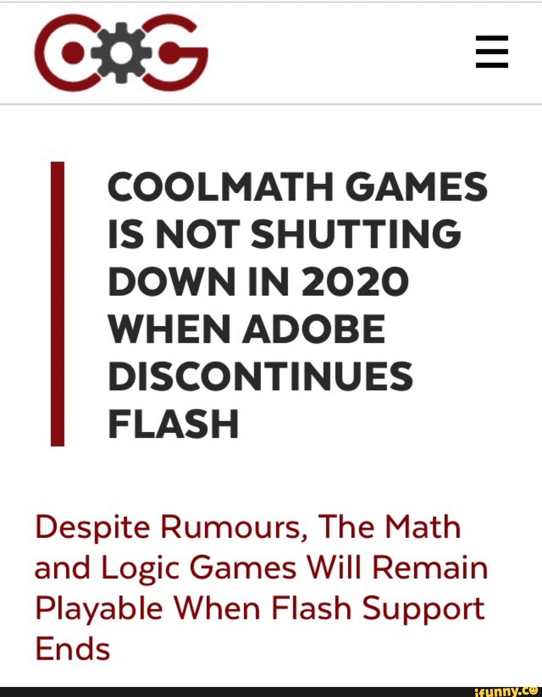 COOLMATH GAM ES IS NOT SHUTTING DOWN IN 2020 WHEN ADOBE DISCONTINUES