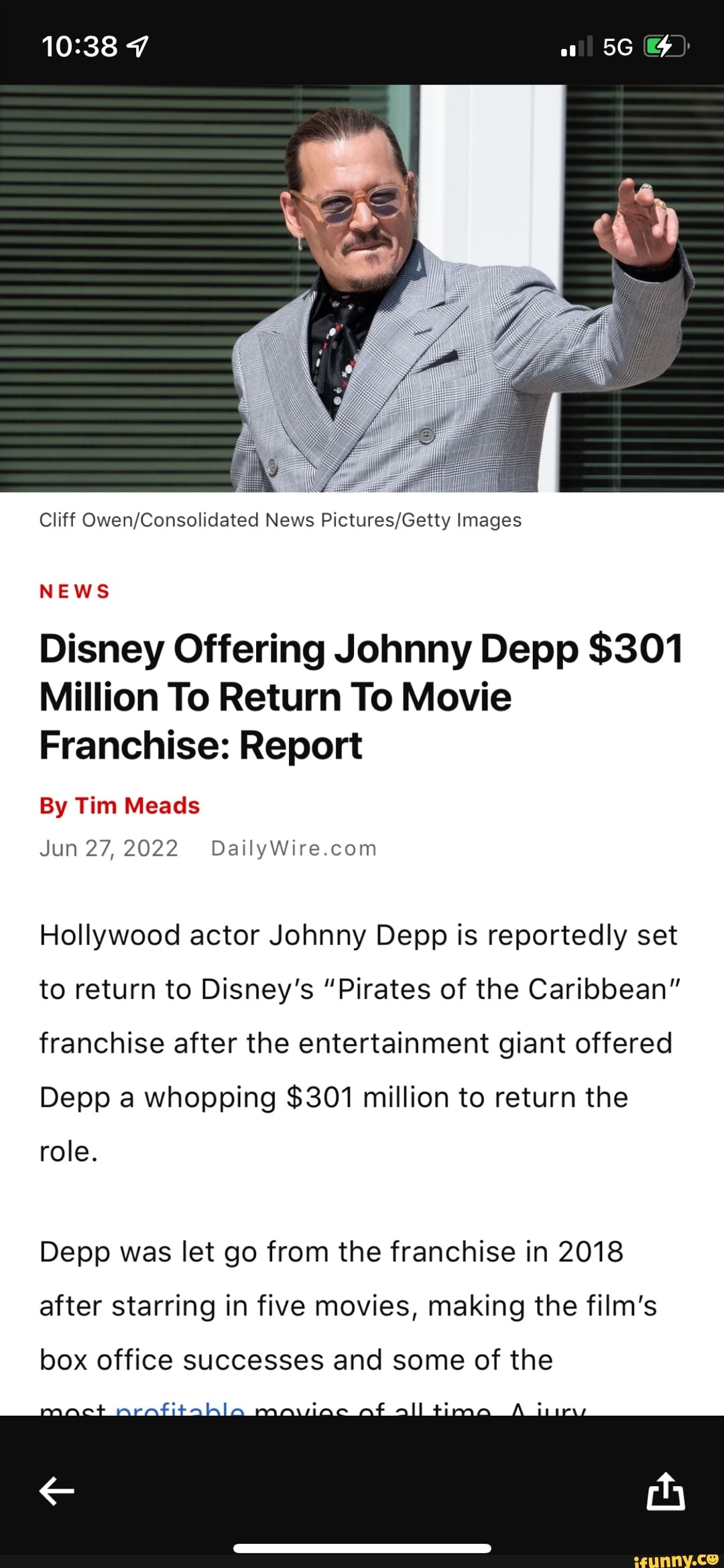 Cliff News Images News Disney Offering Johnny Depp 301 Million To Return To Movie Franchise