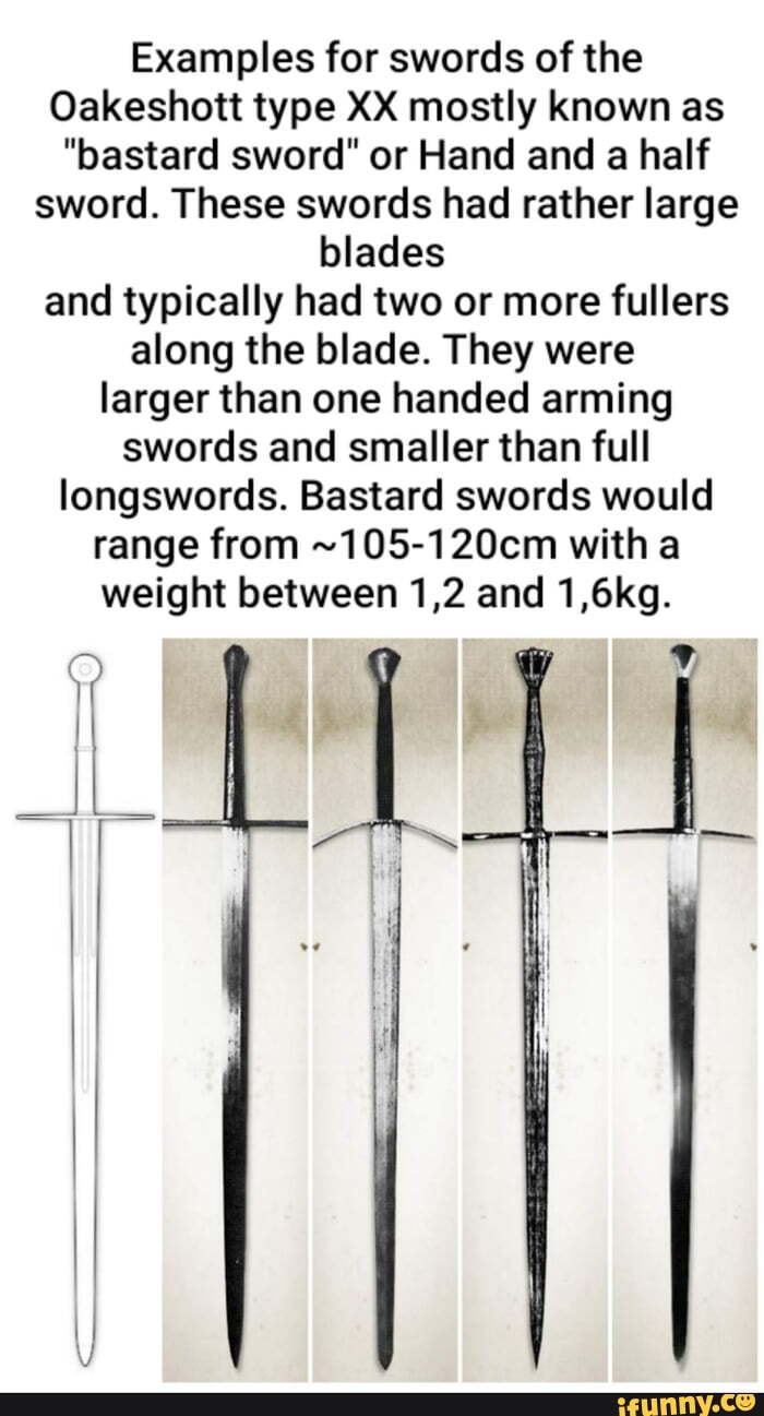 Examples for swords of the Oakeshott type XX mostly known as "bastard