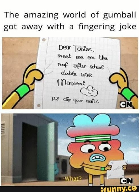 489px x 671px - The amazing world of gumball got away with a fingering joke ...