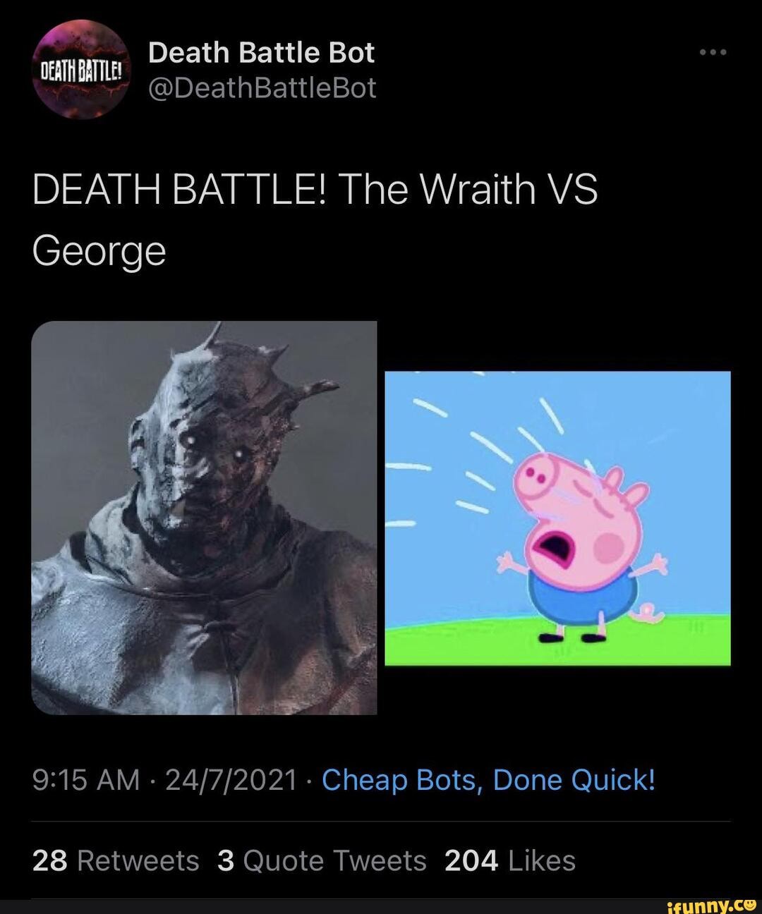 Death Battle Bot DeATH @DeathBattleBot DEATH BATTLE! The Wraith VS ...