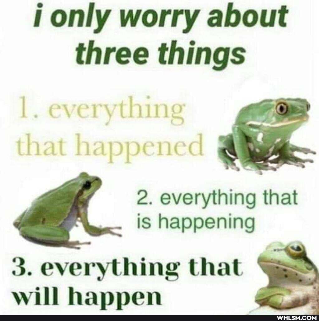i only worry about three things
l. everything that happened
2. everything that
is happening
3. everything that will happen