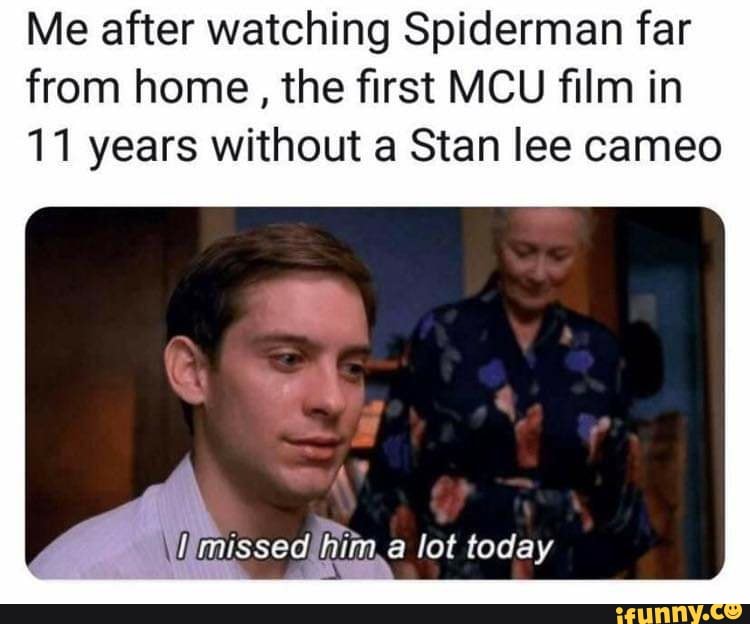 Me after watching Spiderman far from home , the ﬁrst MCU ﬁlm in 11 ...