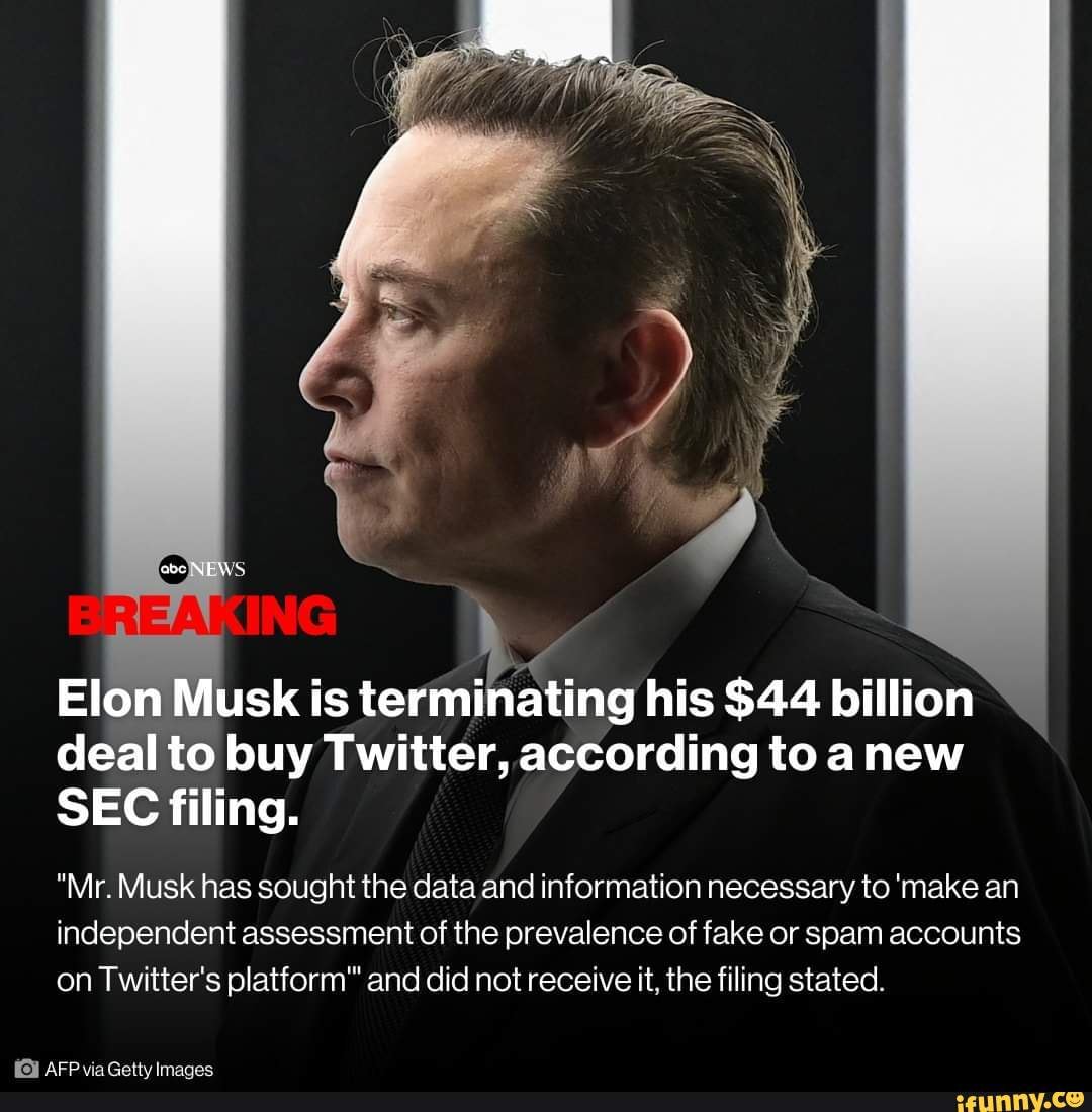 Abe Elon Musk Is Terminating His $44 Billion Deal To Buy Twitter ...