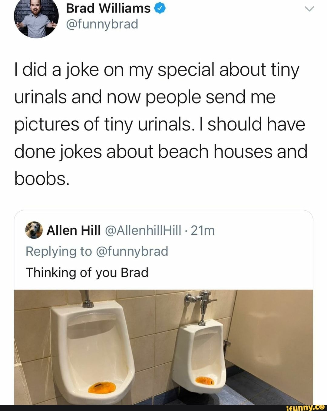 Brad Williams funnybrad I did a joke on my special about tiny