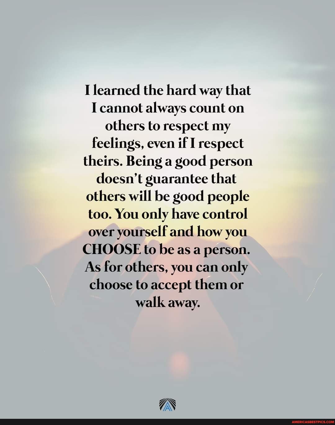 I Learned The Hard Way That I Cannot Always Count On Others To