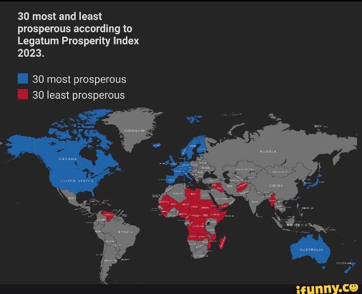 30 most and least prosperous according to Legatum Prosperity Index 2023