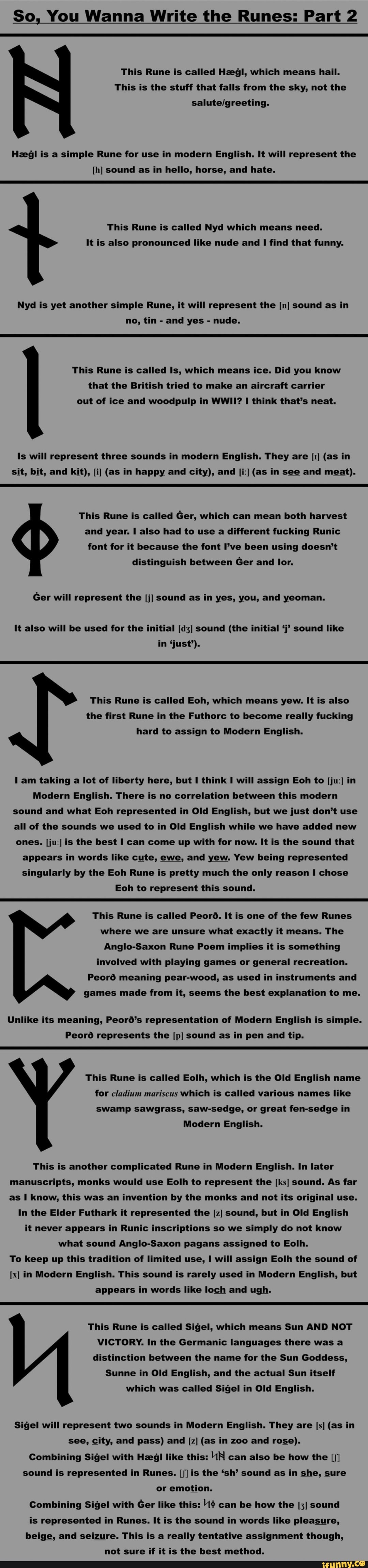 So, You Wanna Write the Runes: Part 2 This Rune is called Haegl, which ...