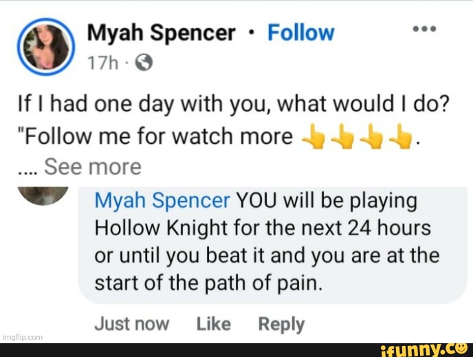 Myah Spencer Follow If I had one day with you, what would I do? 