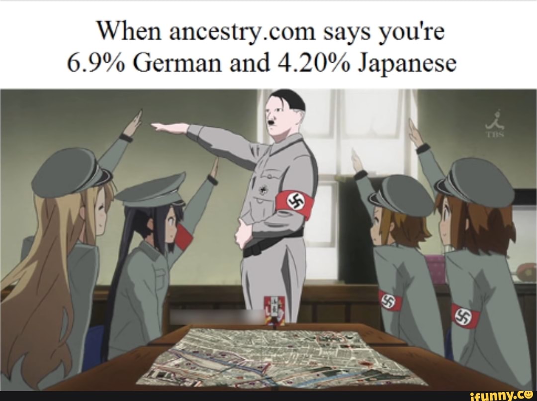 When ancestry.c0m says you&apos;re 6.9% German and 4.20% Japanese 