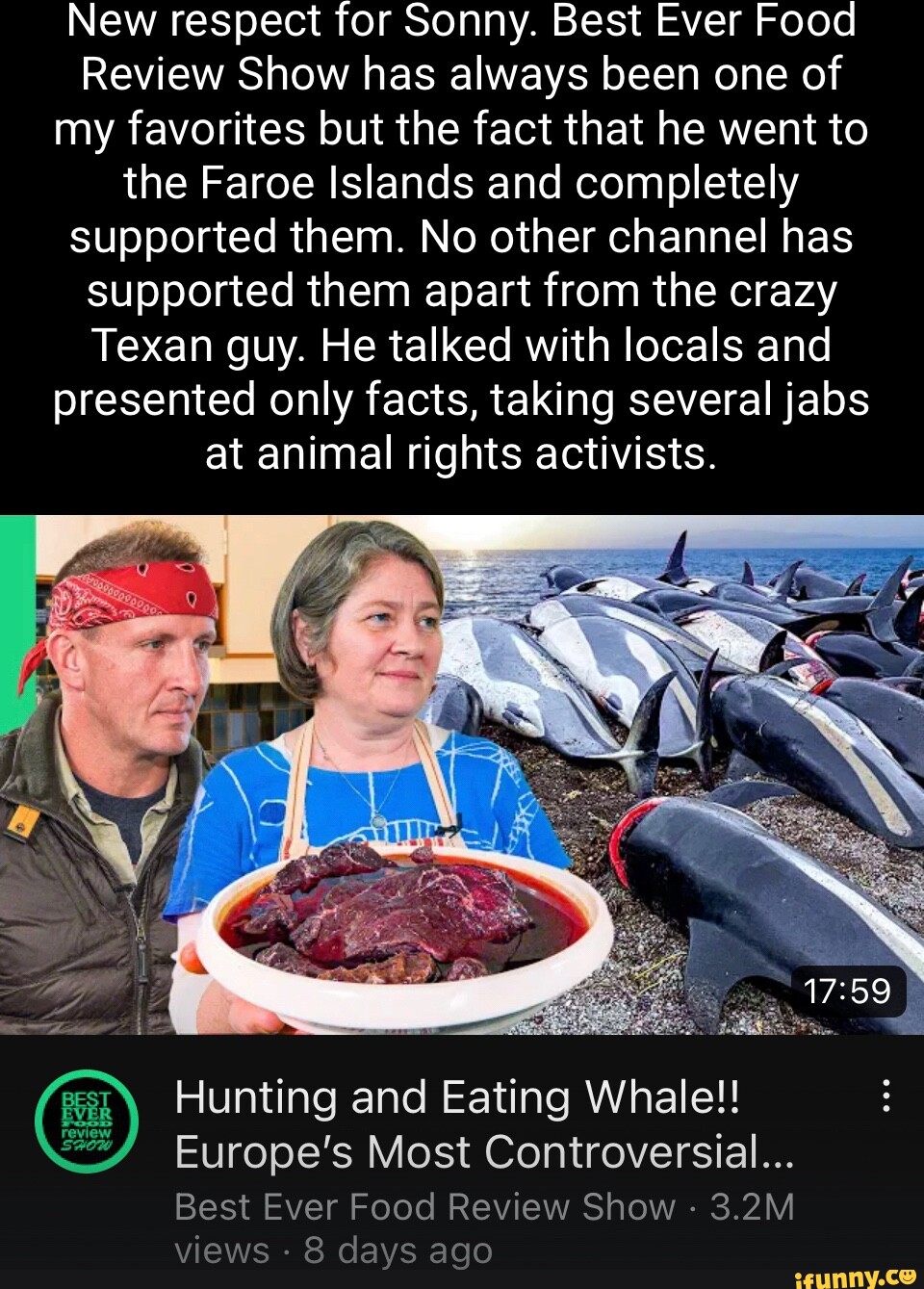 New respect for Sonny. Best Ever Food Review Show has always been one