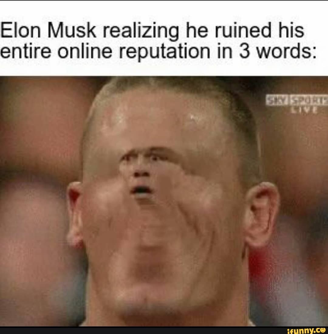Elon Musk realizing he ruined his
entire online reputation in 3 words:
SKY