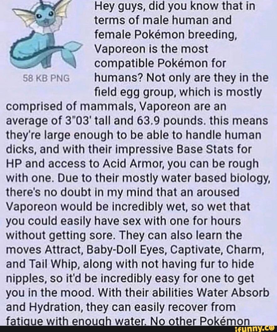 In terms of male human and female pokemon