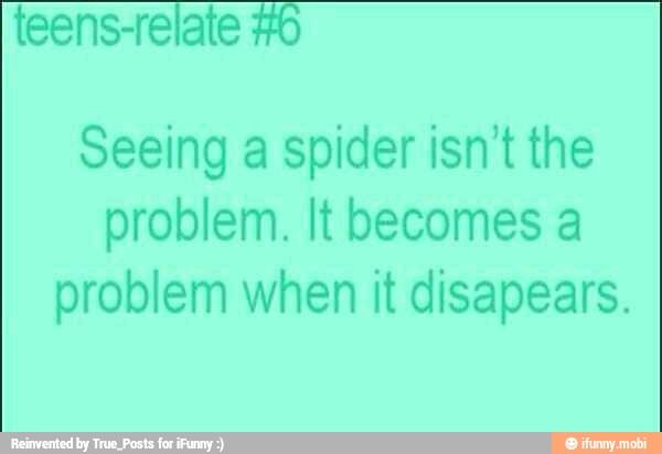 teens-relate #6
Seeing a spider isn't the
problem. It becomes a
problem when it disapears.