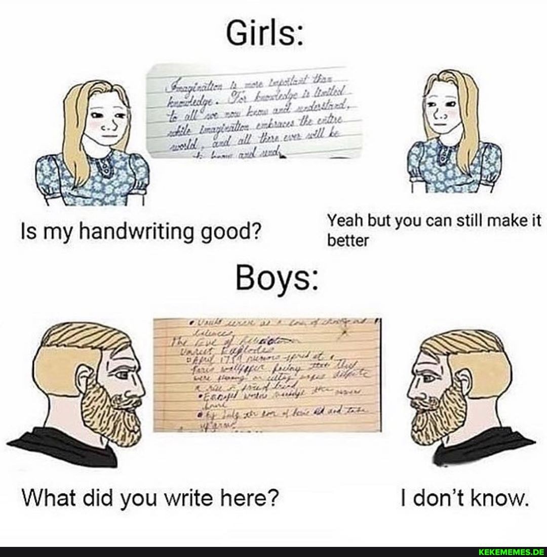 Girls:
th
Yeah but you can still make it
Is my handwriting good? better
Boys:
What did you write here? I don't know.