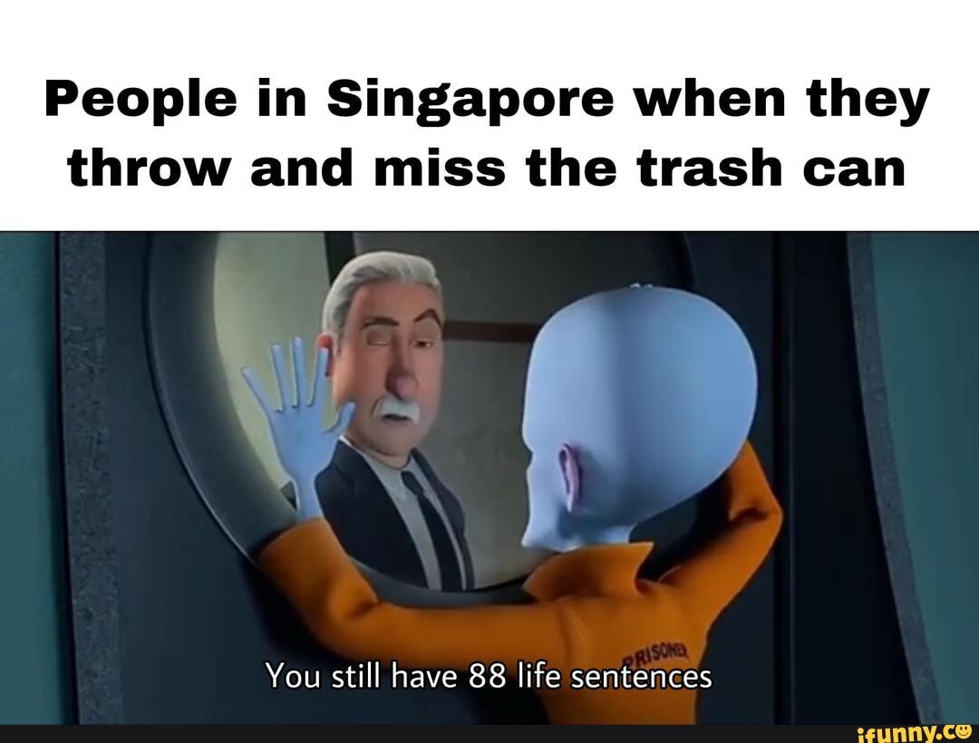 People in Singapore when they throw and miss the trash can You still