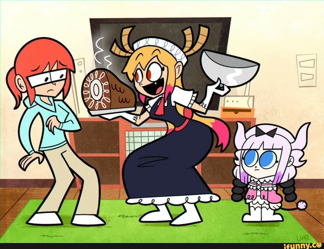 dragonmaid, kanna, kobayashi, cartoon, anime